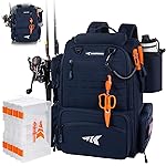 KastKing Bait Boss Pro Fishing Tackle Backpack with Rod Holders, 4 Tackle Boxes, 45L Large Storage Bag for Fishing Gear, Blue