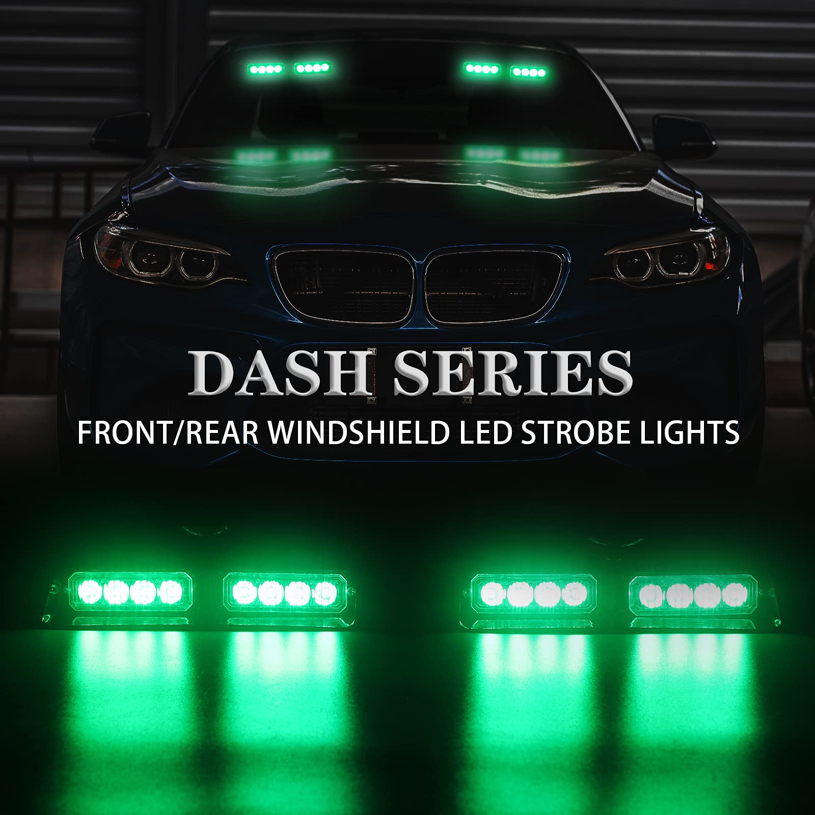 XRIDONSEN 2 In 1 Green Emergency Dash Strobe Lights