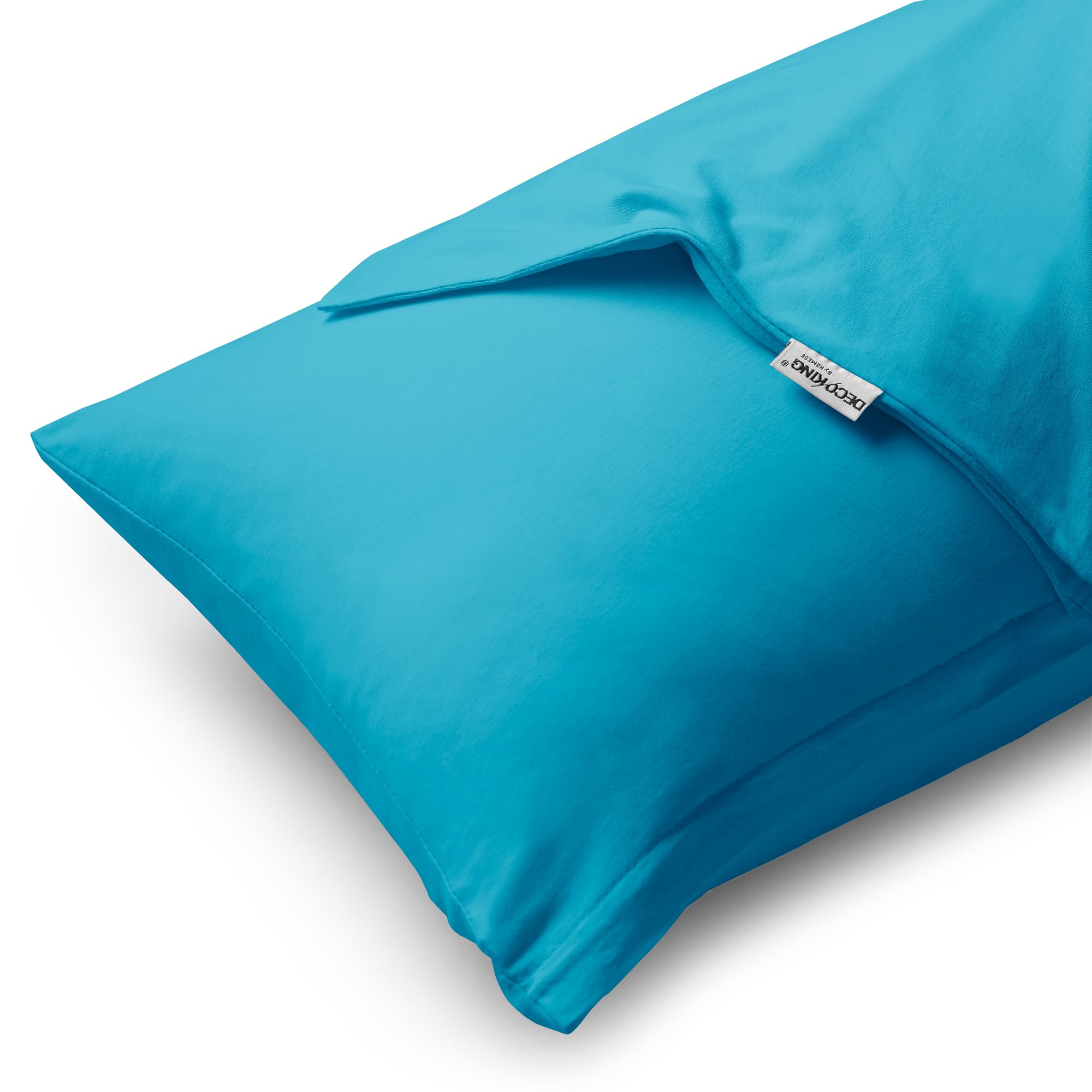 DecoKing 2 Pillowcases 20 x 145 cm Jersey 100% Combed Cotton Zip Cyan Amber, 20 x 145 *2 - Image 3