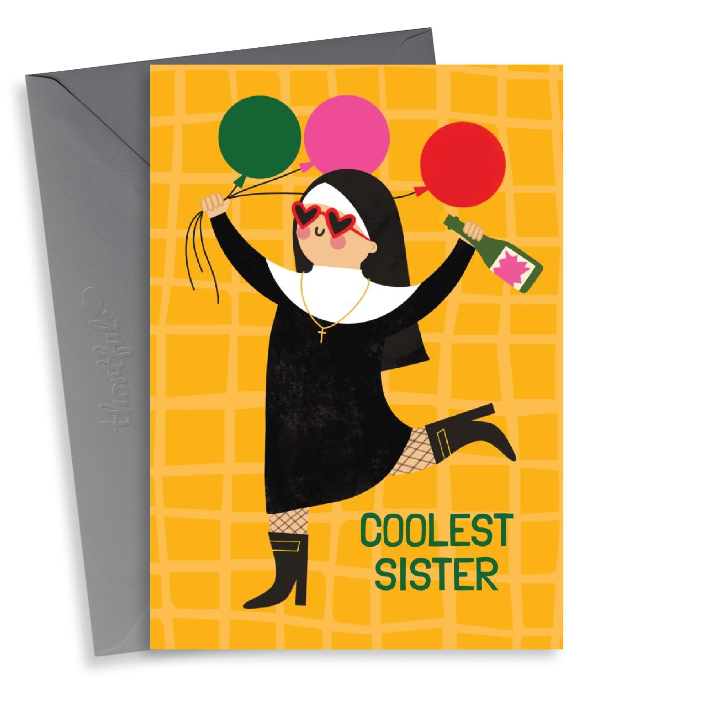 Funny Birthday Card - Coolest Sister - Nun