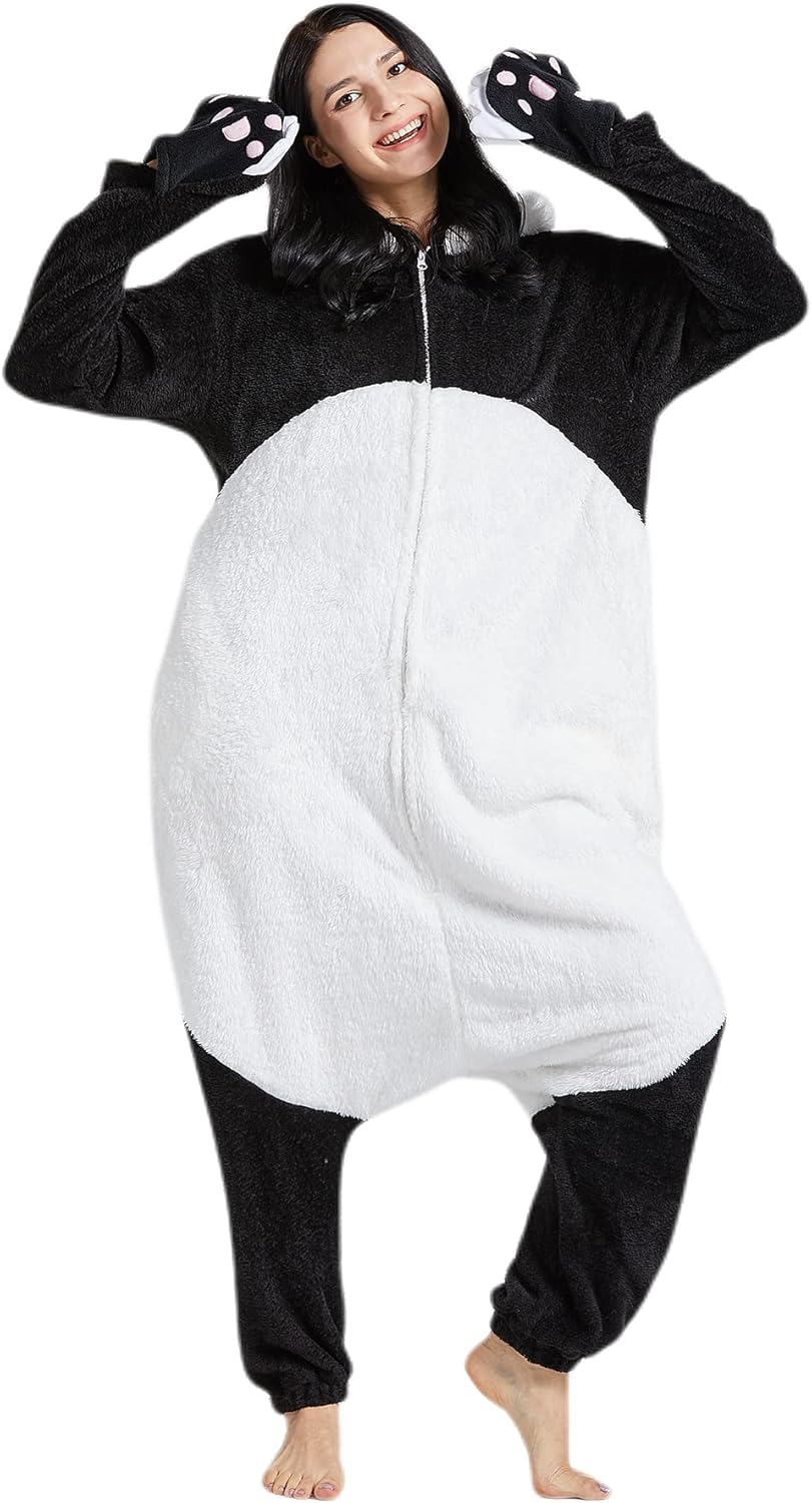 DarkCom Giant Panda Onesie Halloween Costume One Piece Unisex Adult Pajamas Women Men Sleepwear Christmas Pajamas