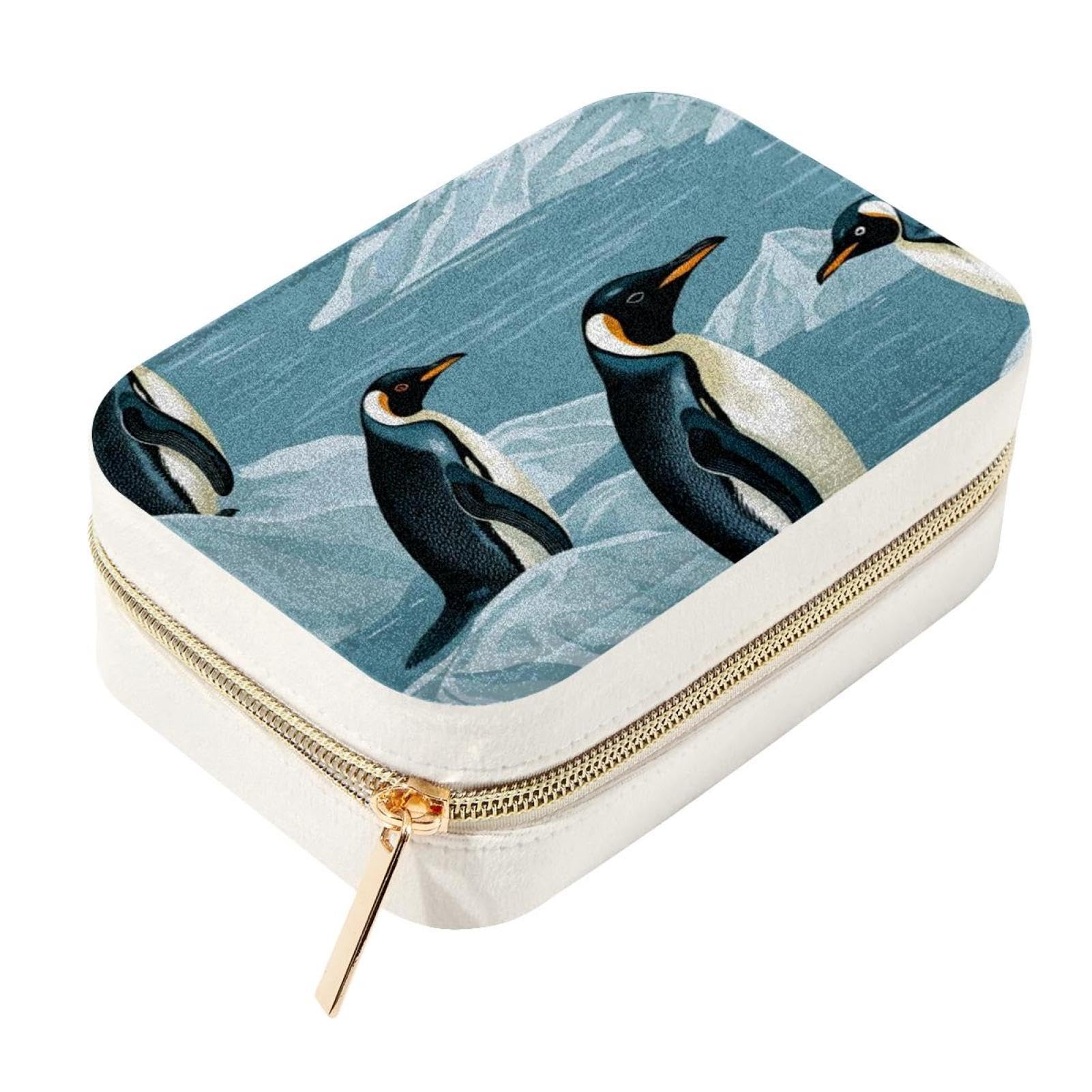 Rangement bijoux voyage velours pingouin portable pour collier et bague