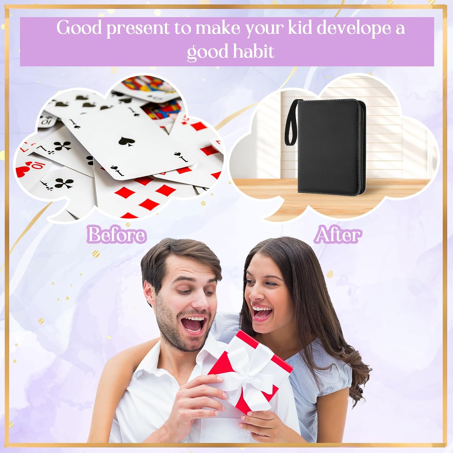 5 Pcs 4 Pocket Trading Card Binder 2000 Pockets with 250 Removable Sleeves Game Cards Collection Sports Trading Cards Collector Album(Black, White, Red, Blue, Purple)