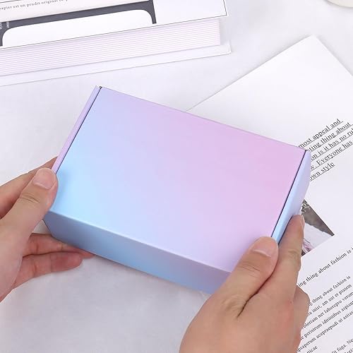 Miniatura 5 de Paquete de 50 cajas de envío pequeñas de cartón corrugado para embalaje de pequeñas empresas, 6 x 4 x 2 pulgadas, cajas de regalo con gradientes