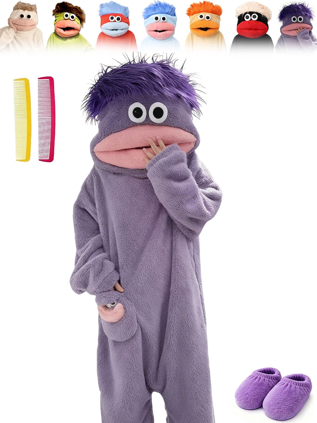 KALIHANA Mouth Monster Onesie for Adults - 2026 Funny Snuggly Fleece Pajamas, Hilarious Design for Comfortable Lounging