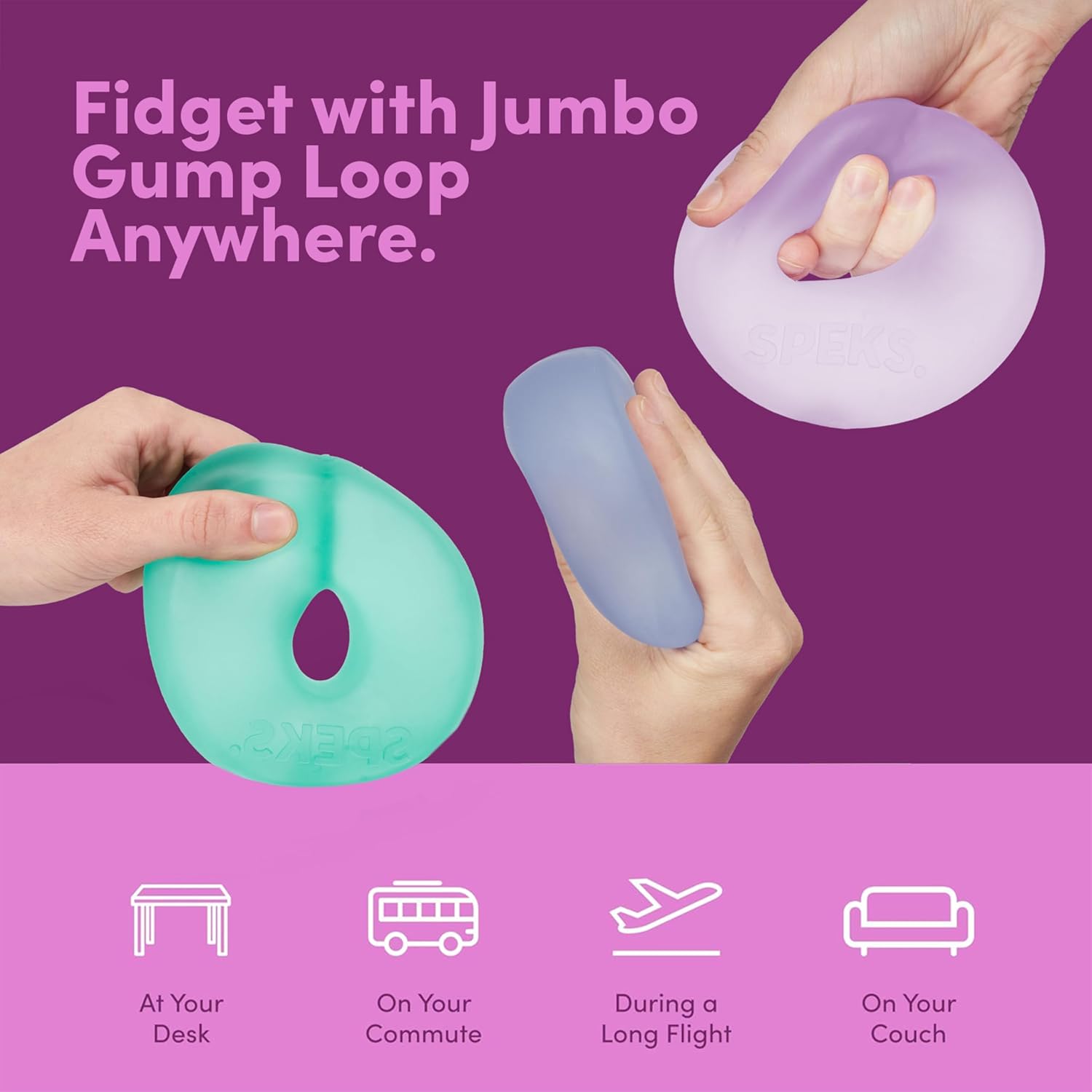 Gump Jumbo Loop Gel-Filled Stress Ball | Ultra-Squishy Fidget Toy for Stress Relief & Focus | Anxiety Ball for Adults & Teens | Sensory Squeeze Toy | Moon