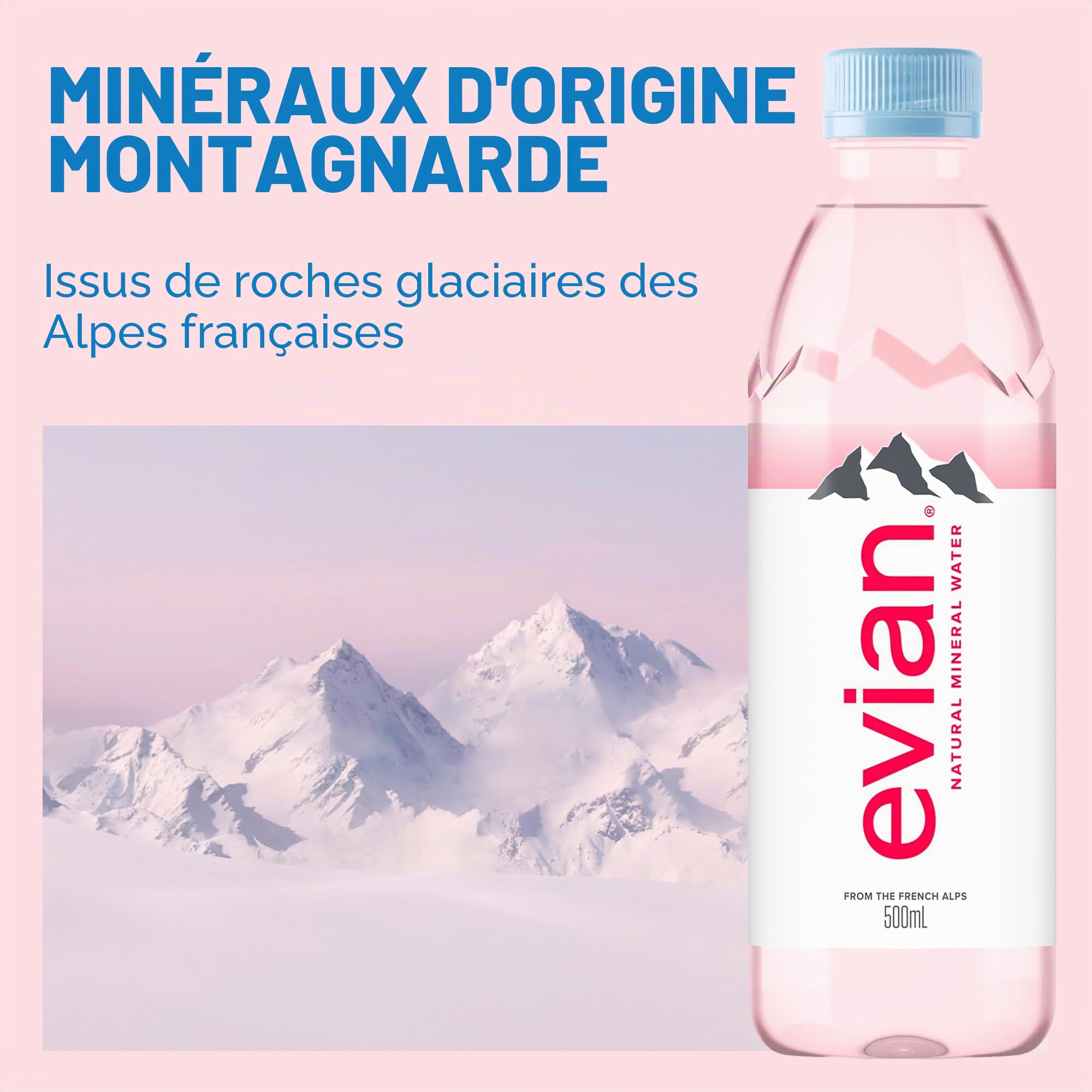 Evian Eau plate 500 ml - Lot de 24