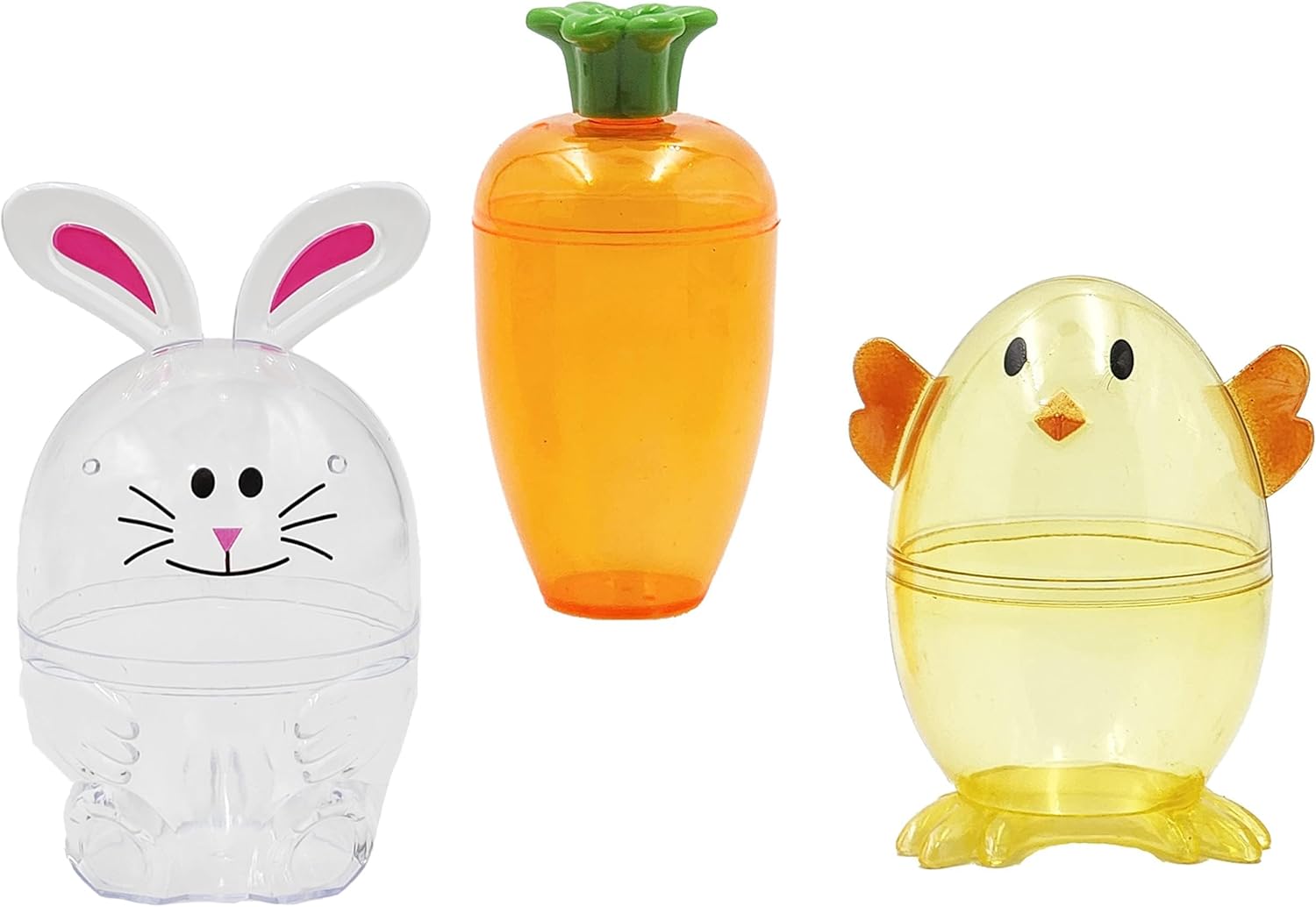 Fillable Easter Carrots, Bunny, and Chick 48-Pack Containers, Perfect Characters for Easter Egg Hunt, Basket Stuffers Filler, Surprise Carrot, Classroom Price Supplies, Party Favor