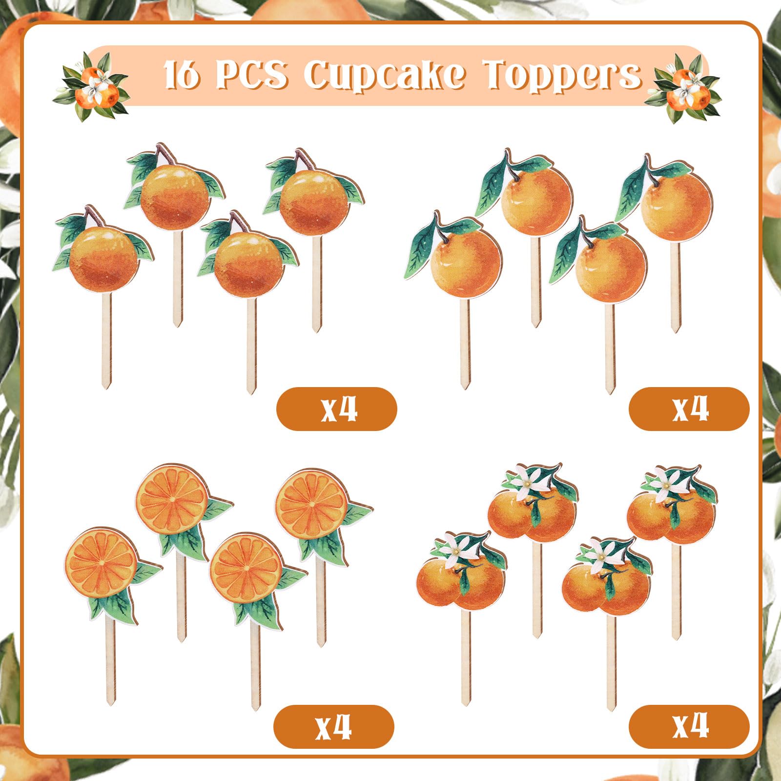 24 Pcs Little Cutie Cupcake Toppers - Citrus Theme Baby Shower Decorations For Cakes And Desserts - View #3