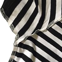 Vista 4 de Camiseta a rayas blancas y negras para hombre, manga corta, cuello redondo, camisetas novedosas, Blanco