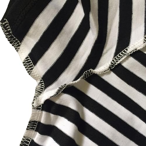 Miniatura 5 de Ezsskj Camiseta de Pugsley Addams para niños, camiseta de rayas negras y blancas para Halloween, disfraces de ladrón de bancos, camisetas novedosas,