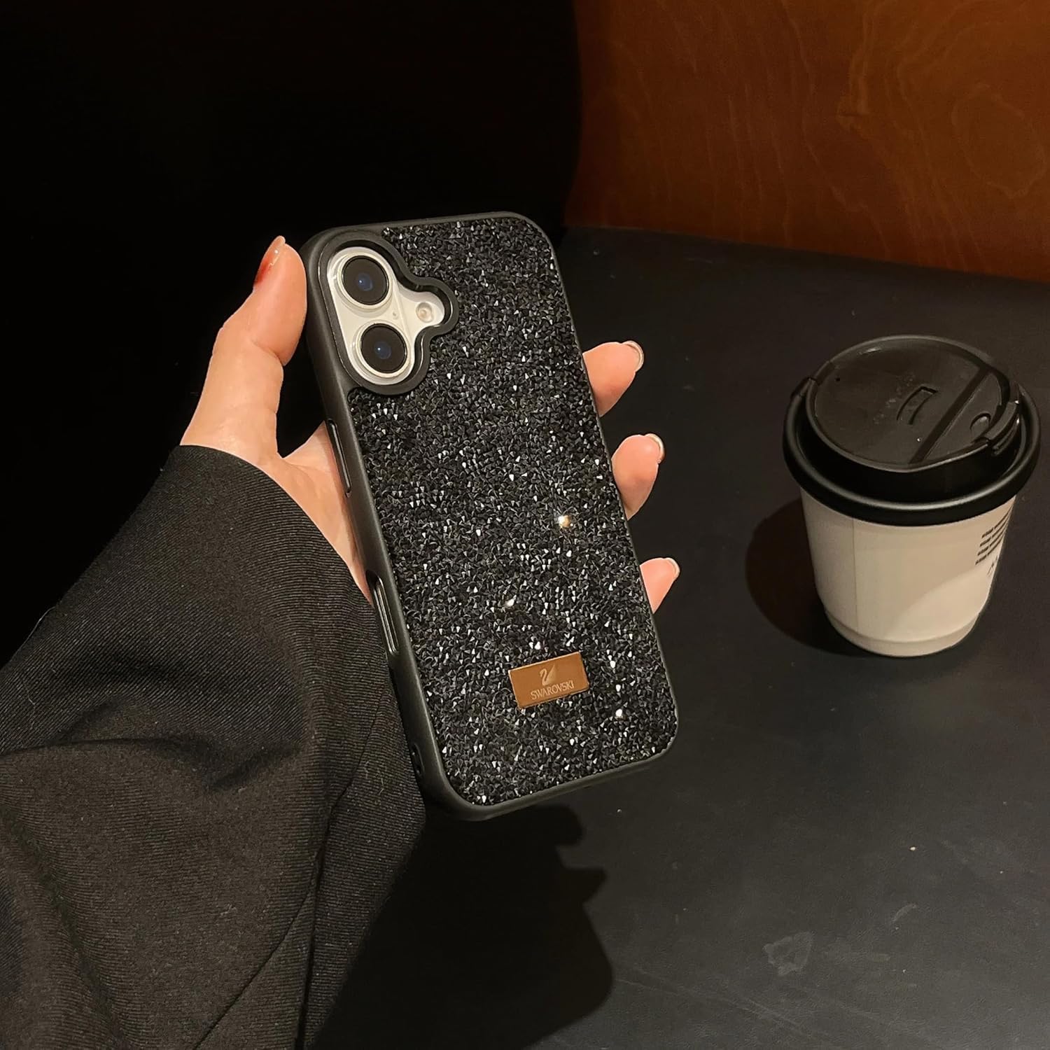 MIDOS Back Cover for iPhone 17 Glitter Diamond Bling Shockproof Hard Back Case Compatible with Apple iPhone 17 (Black)-image-4