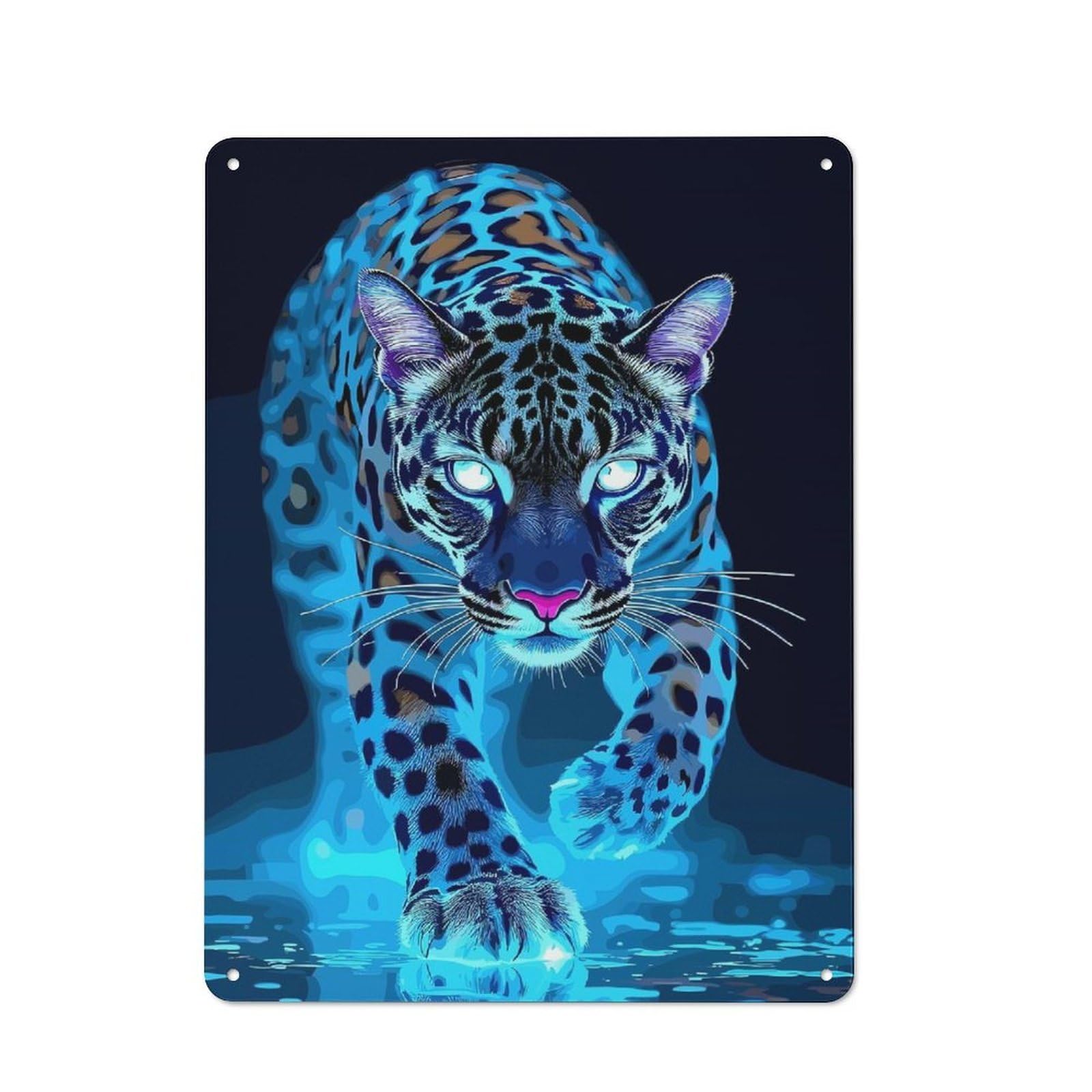 Junmoney Electric Blue Jaguar Retro Metal Sign 40X30cm For Garden Room Or Summerhouse, For Garden Room Decor Fans