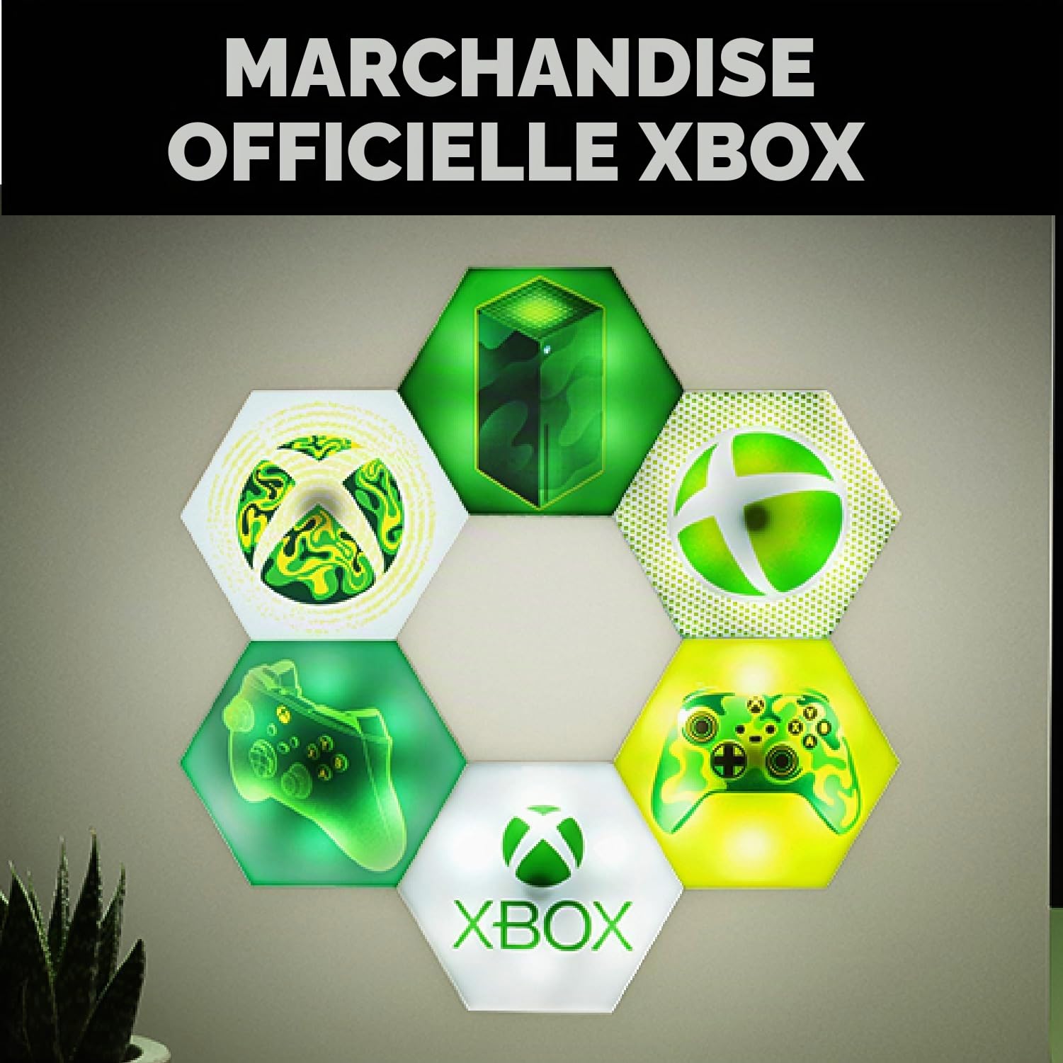 Paladone Hexagon LED Lights, XBox Free Standing or Wall Mountable Customizable Game Room Decor Lighting with Remote-Controlled Light Phasing and Music Reactive Modes