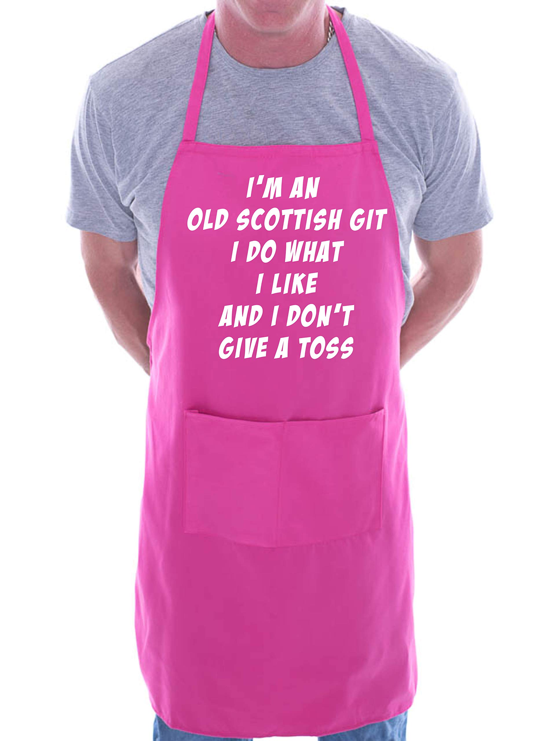 Print4U Old Scottish Git Scotland Fan Novelty Cooking Apron Pink
