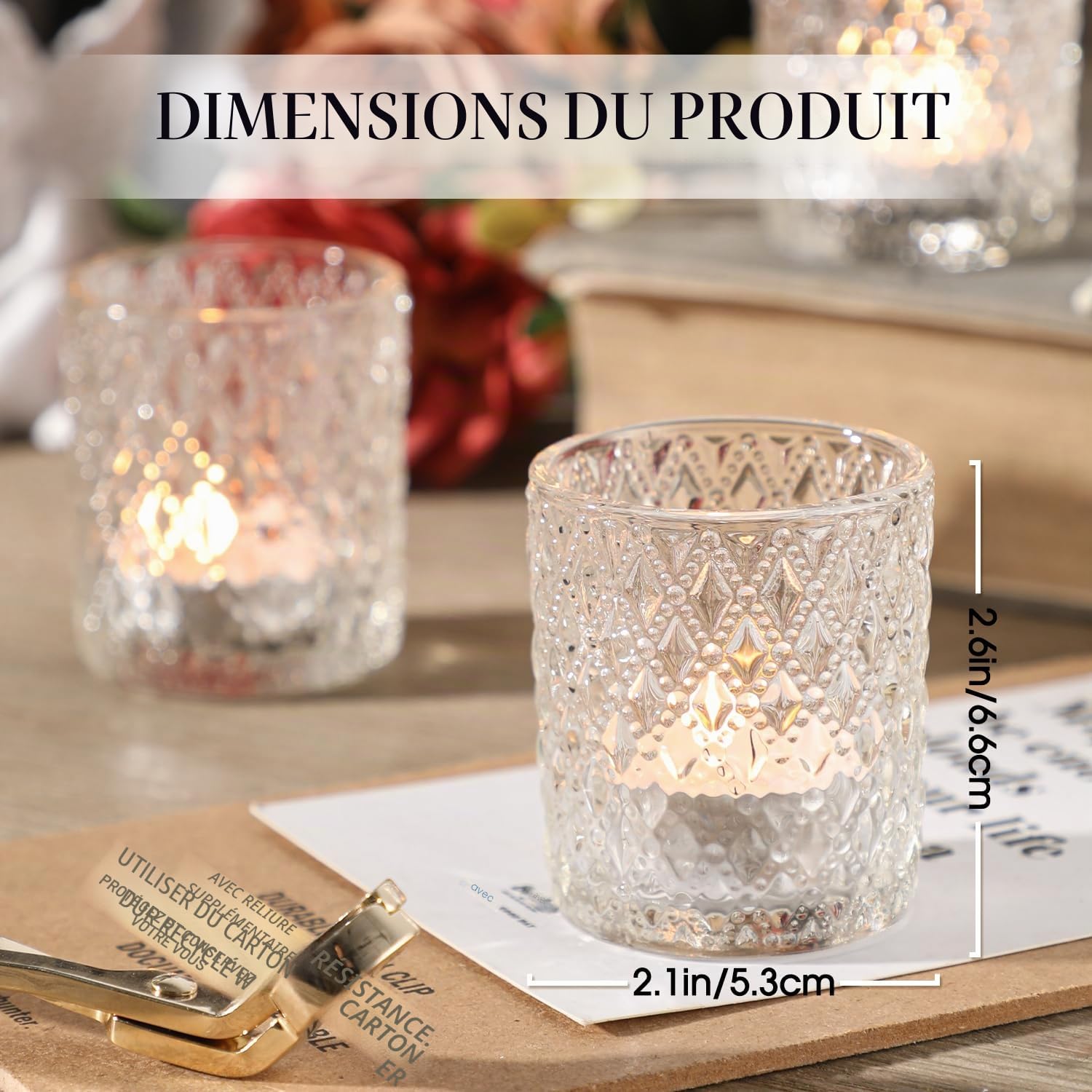 Lot de 12 Photophore Bougie, Photophores en Verre pour Bougie Chauffe-Plat, Photophore pour Centres de Table Parfait pour Mariage Fête Décoration d'intérieur