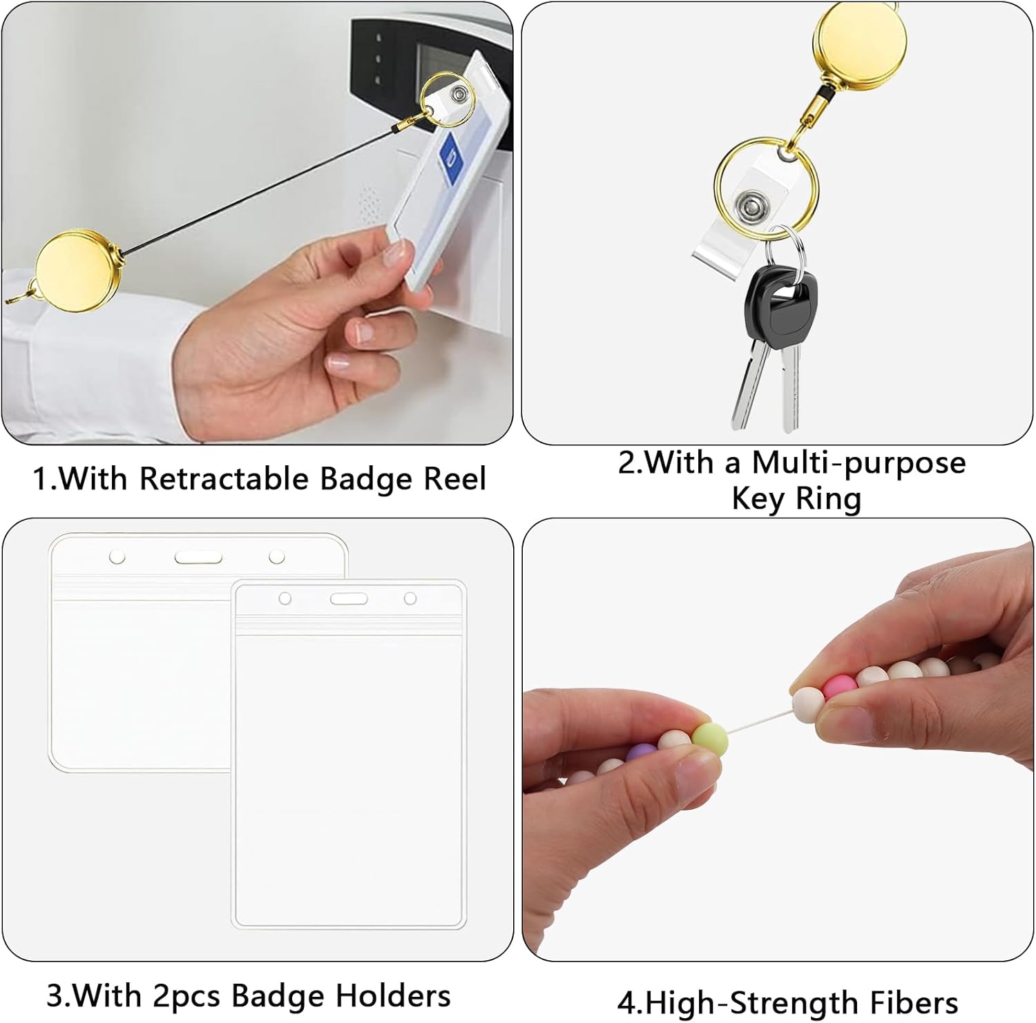 Teacher Lanyard With ID Holder, Colorful Wood Beaded Lanyards for Id Badges Keys, Retractable Cute Lanyard for Women - Image 4