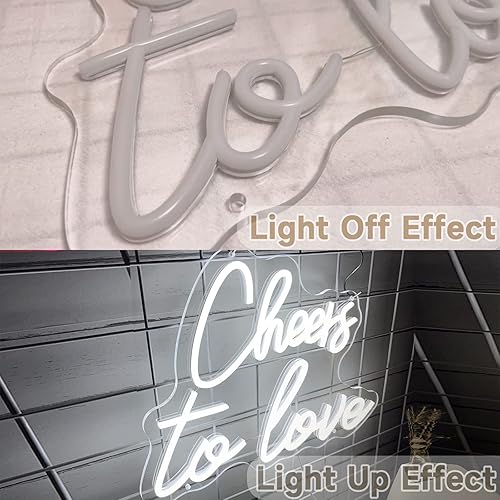 Miniatura 8 de Letrero LED de neón con texto en inglés Cheers to Love para decoración de pared, con suministro USB, para dormitorio, cumpleaños, boda, 15.7 x 11.8