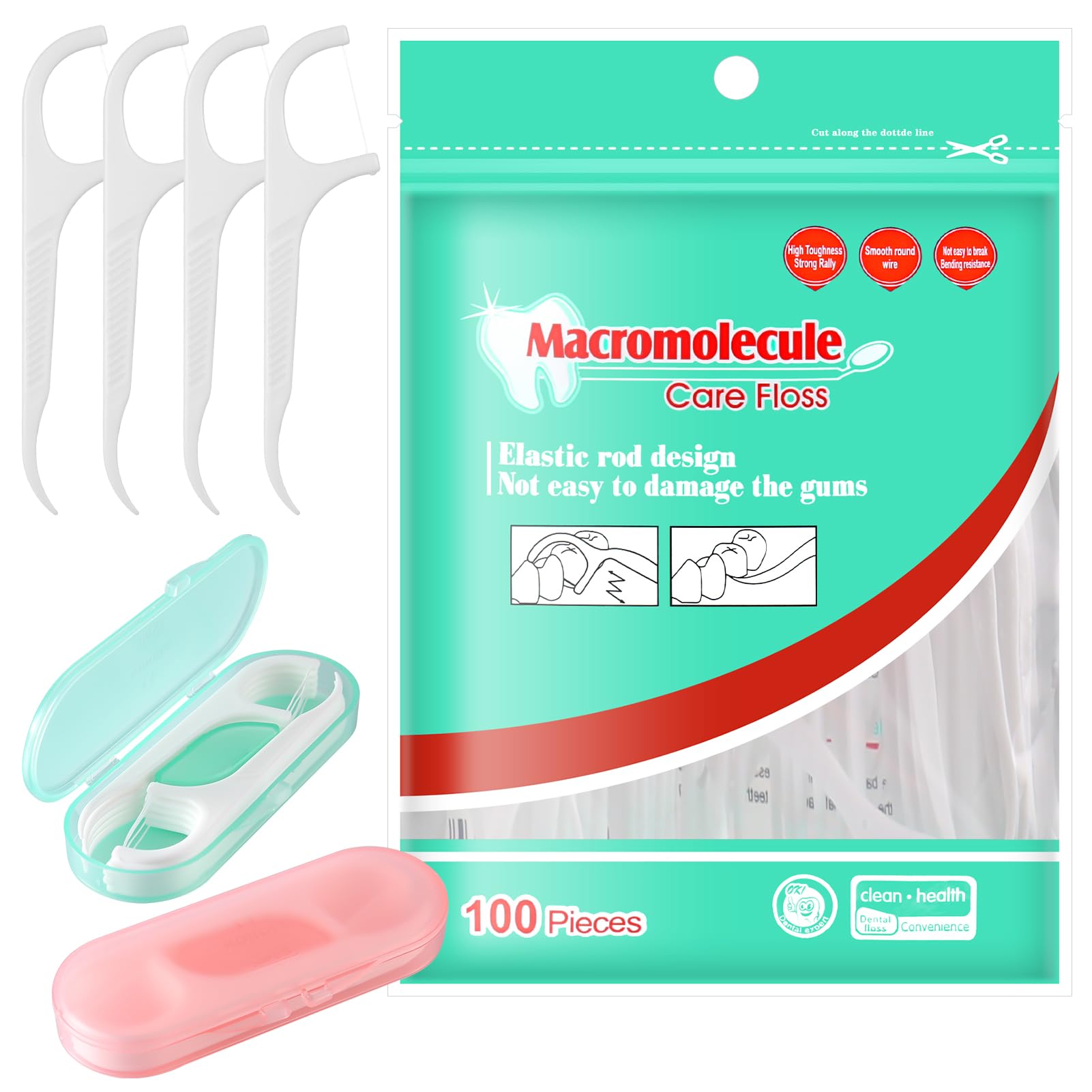 ZuimeiDental Floss Stick, 120 Pcs Disposable Toothpicks Teeth Stick Floss Picks Tooth Picks Sticks Interdental Cleaning Tool with 2 pcs Dental Floss Box for Travel Home Office Restaurant