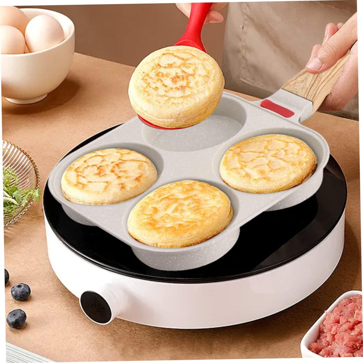 Multi-function Nonstick Egg Frying Pan Cup Design for Cooking Eggs Pancakes and Sliders Easy to Clean for Breakfast
