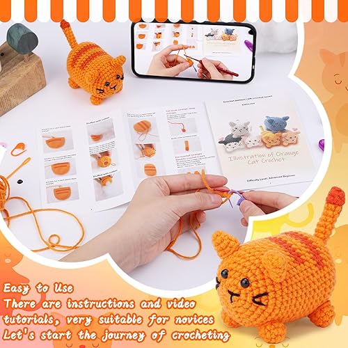 Miniatura 3 de Mayboos Kit de ganchillo para principiantes, kit de animales de ganchillo con tutoriales en video paso a paso, kits de iniciación de ganchillo,