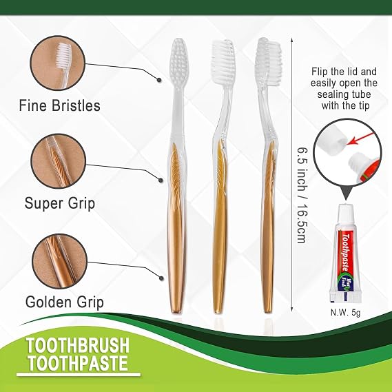 Disposable Toothbrush, 200 Disposable Toothpaste Toothbrushes Individually Packed for Hotel Bathroom Equipment, Camping Wash (200 Pieces)