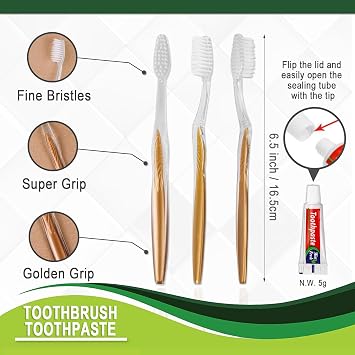 Disposable Toothbrush, 200 Disposable Toothpaste Toothbrushes Individually Packed for Hotel Bathroom Equipment, Camping Wash (200 Pieces)