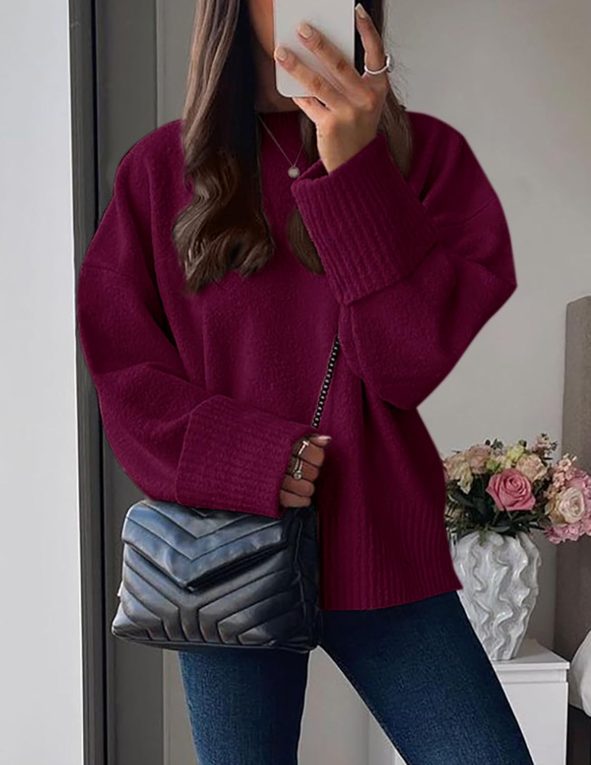 PRETTYGARDEN Women's Fall Oversized Sweaters Casual Crewneck Pullover Long Sleeve Fuzzy Chunky Knit Tops Blouse - Image 8