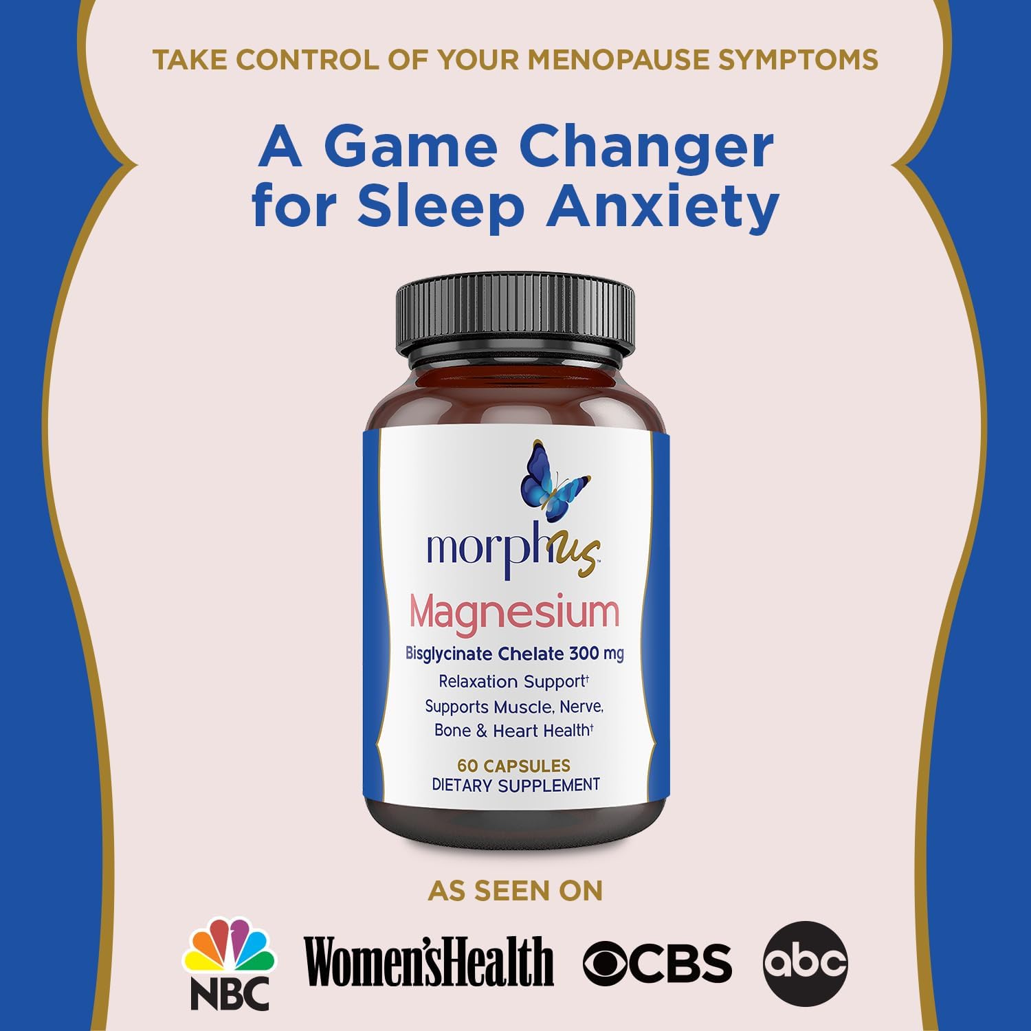 Morphus Magnesium Bisglycinate Chelate 300mg Supplement | 60 Capsules | Helps Women with Perimenopause & Menopause Symptoms | Restful Sleep, De-Stress, Relaxes Muscles & Nerves | Fast Absorption