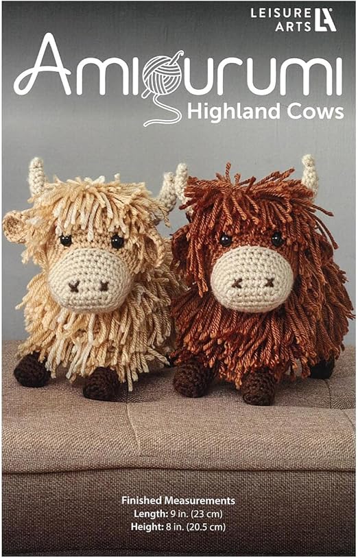 LEISURE ARTS Highland Cows Amigurumi Pattern – Crochet Amigurumi Pattern Books for Beginners & Experts Featuring Cute Highland Cows, A Must-Have Crochet Animals Book