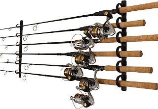 Rush Creek Creations Ceiling Fishing Rod Holder for 6 Rods, Garage Organization and Wall Storage, Horizontal Rack