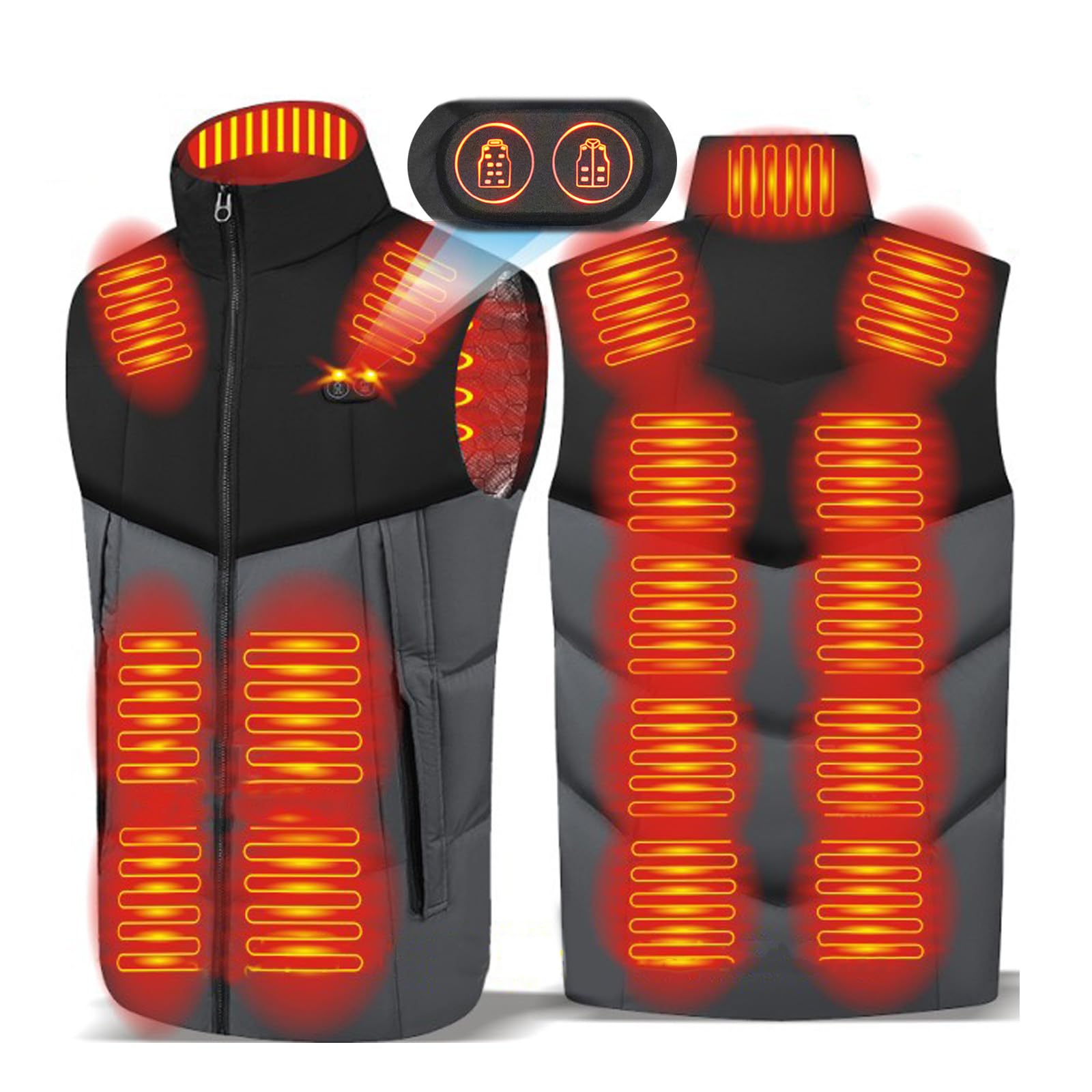 TOVCHEI Heated Vest for Men 17 Zones Smart Electric Heating Vest Lightweight Heated Jacket Warm Coat, Battery Not Included,Gray,XS
