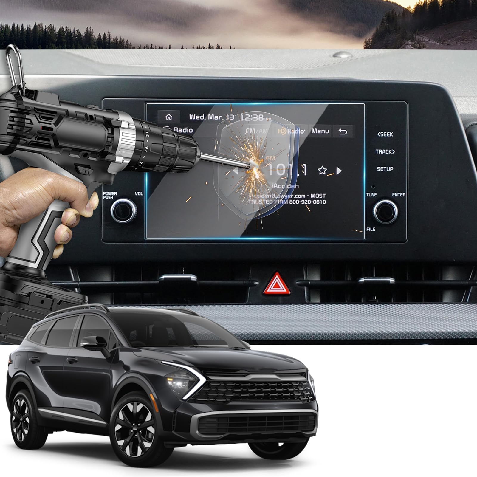 YEE PIN 2025 Sportage LX Screen Protector Glass 8" for 2023 2024 2025 Kia Sportage Hybrid LX Infotainment Screen Cover Screen Saver for 2025 Sportage Accessories