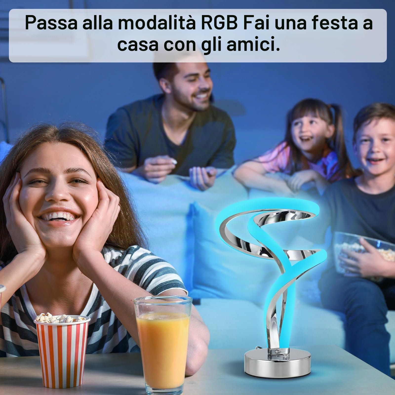 Lightess Lampade da Comodino Touch Dimmerabile, LED Lampade da Tavolo Moderna a Spirale, 10W Abat Jour da Comodino, 7 RGB 10 Modalità di Illuminazione, Luce Notturna per Camera da Letto Salotto