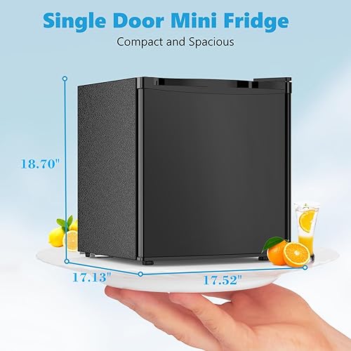 Miniatura 5 de Mini refrigerador de 1.6 pies cúbicos con congelador, refrigerador compacto de una sola puerta reversible, termostato ajustable, ultra silencioso,
