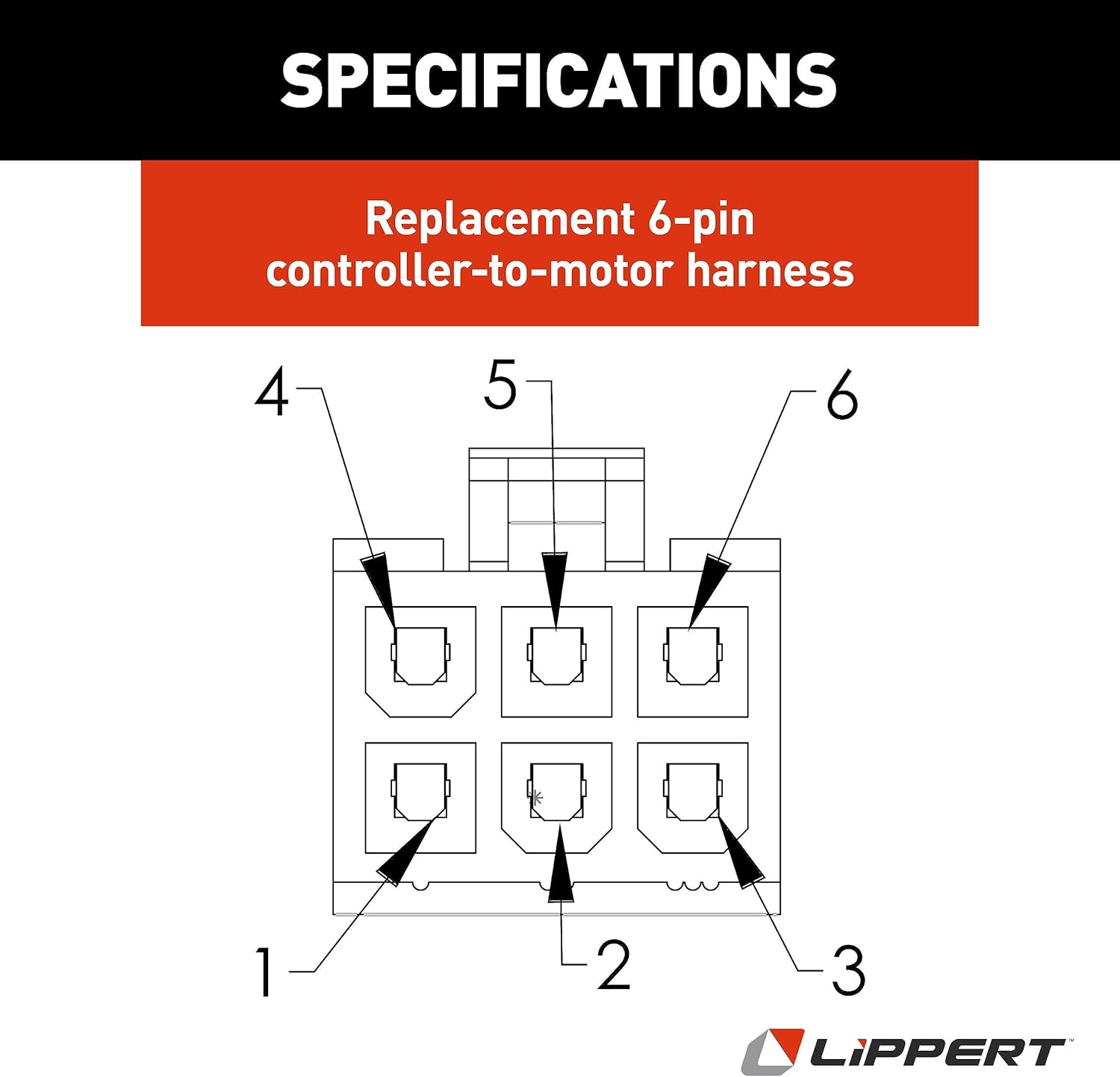Lippert Replacement 35' Male-to-Female 6-Pin Controller-to-Motor Harness for In-Wall RV Slide-Out Systems, Exact-Match Connectors, Fits 5th Wheel RVs, Travel Trailers, Motorhomes - 238992