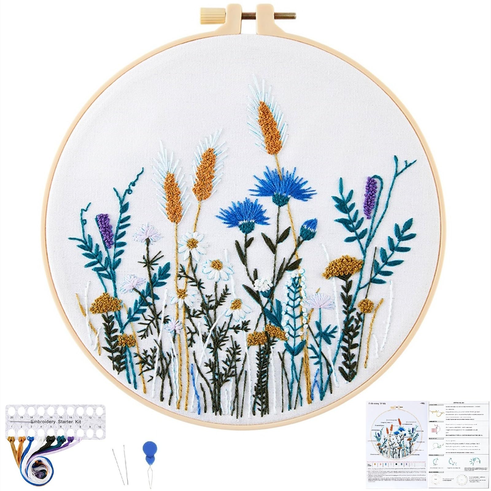 Beginner Embroidery Kits - Floral Designs & Video Tutorial -13