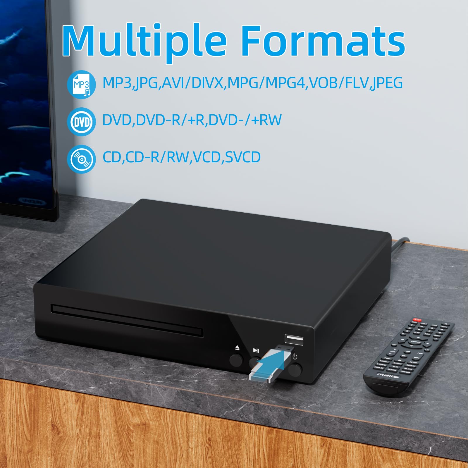 SHIWAKOTO DVD Players for TV with 1080P HDMI, CD Player for Home