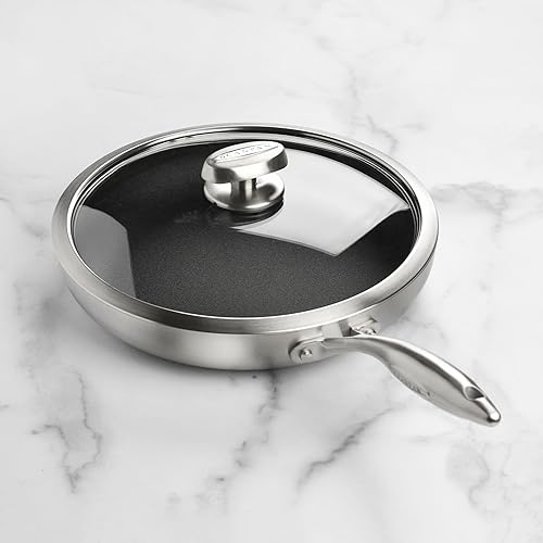 Miniatura 2 de Scanpan Sartén CX+ de 11 pulgadas con tapa de cristal, antiadherente Stratanium Plus, acero inoxidable de 5 capas
