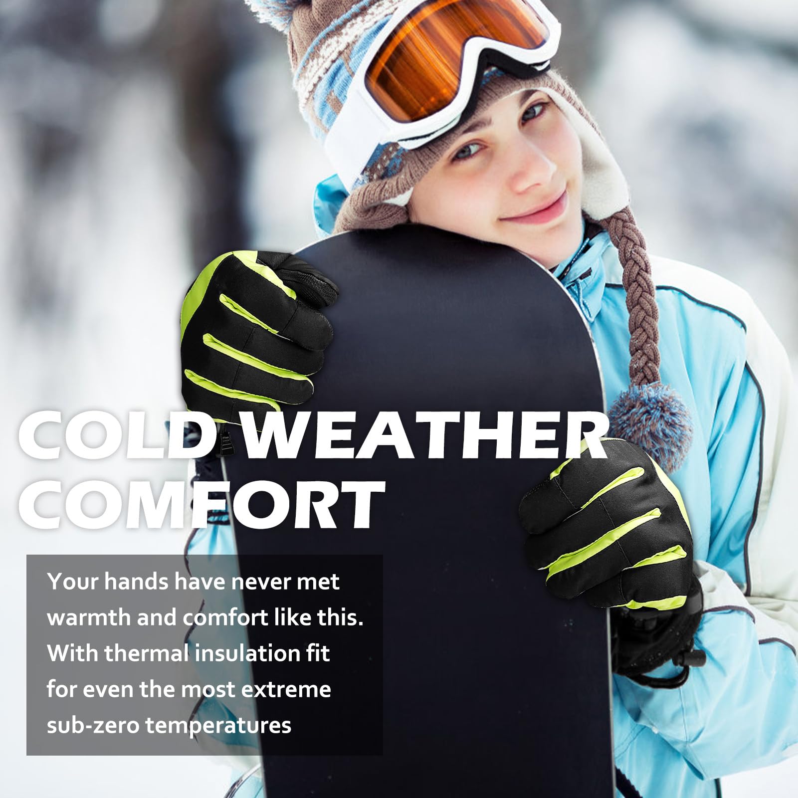 Hyeek Guanti Invernali Donna, Impermeabili Guanti Sci Donna - Caldi Touch Screen Guanti Neve per Ciclismo,Moto,Trekking,Corsa,Snowboard