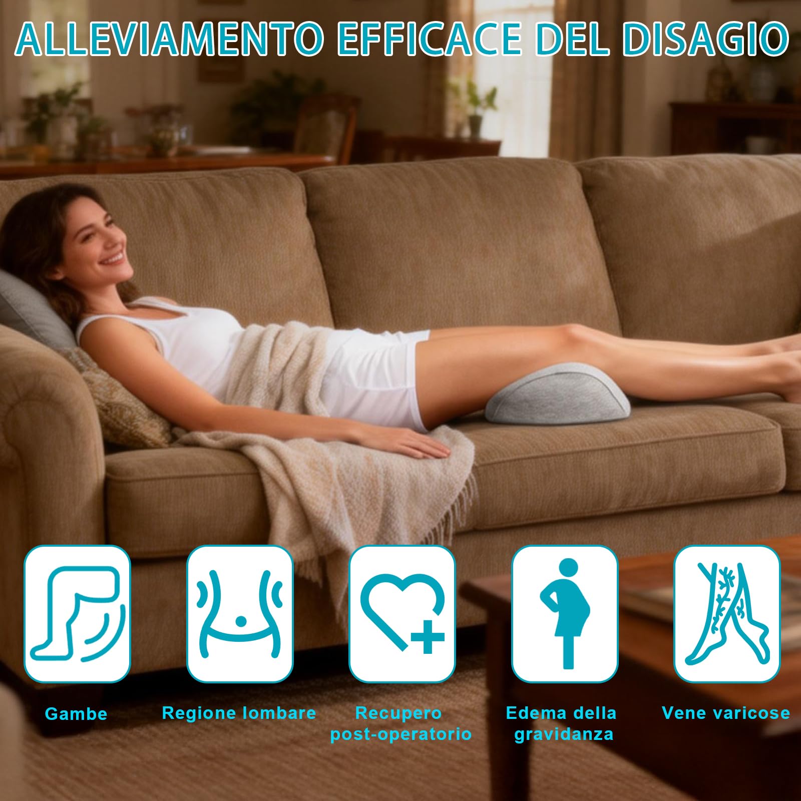 Cuscino Ginocchia Ergonomico Grigio Chiaro per Dormire - Schiuma a Memoria di Forma Cuscino per Gambe, per Sollevamento Sollievo delle Ginocchia