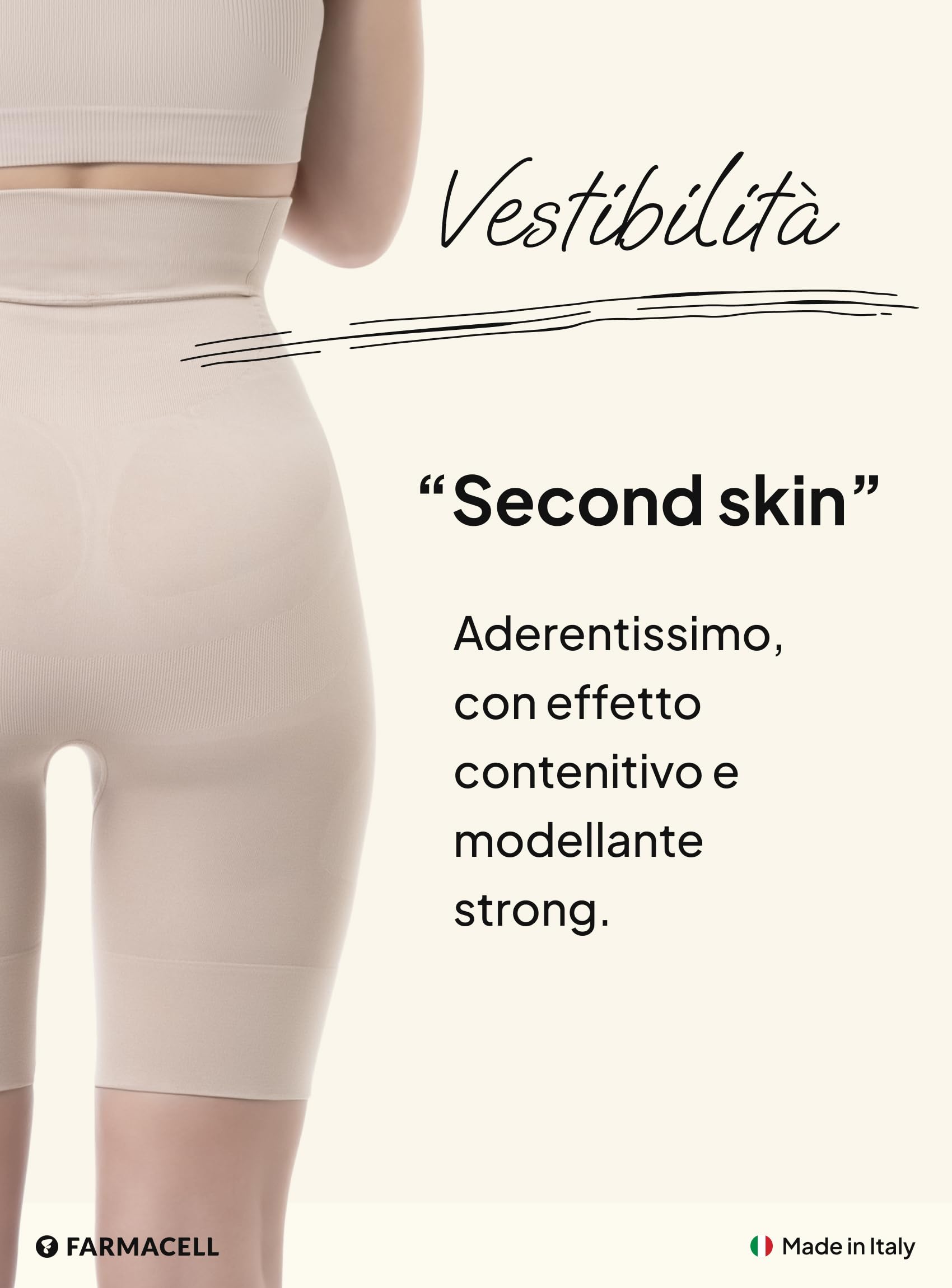 FarmaCell Pantaloncino Contenitivo Modellante Vita Alta, Shorts Push Up Glutei, Pancia Piatta, Made in Italy, 602