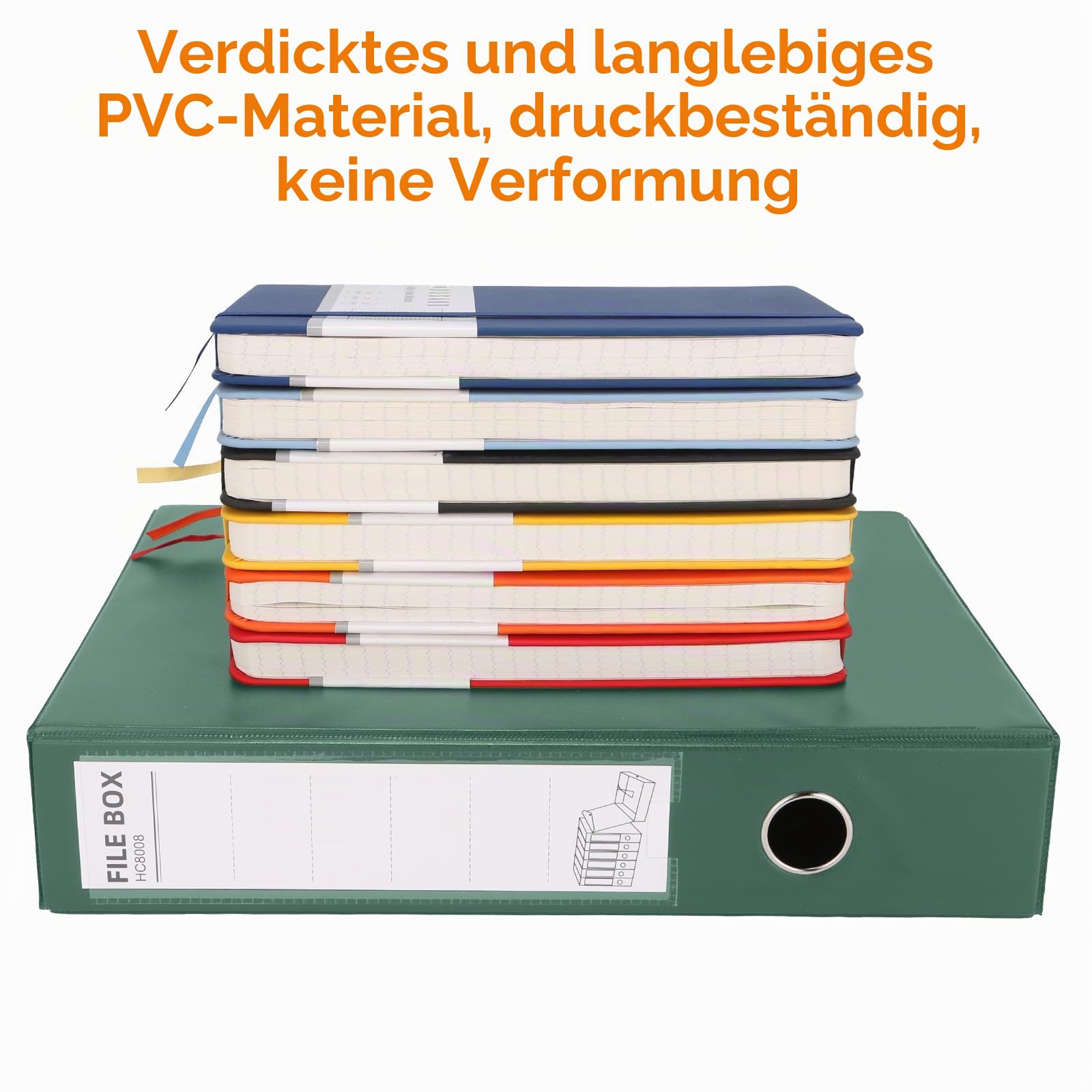 DONGLI A4 Archivbox(Grün,6 Stück) mit 6.5 cm Breit Rücken | Sammelboxe Büroordner mit Metalklemme für Office