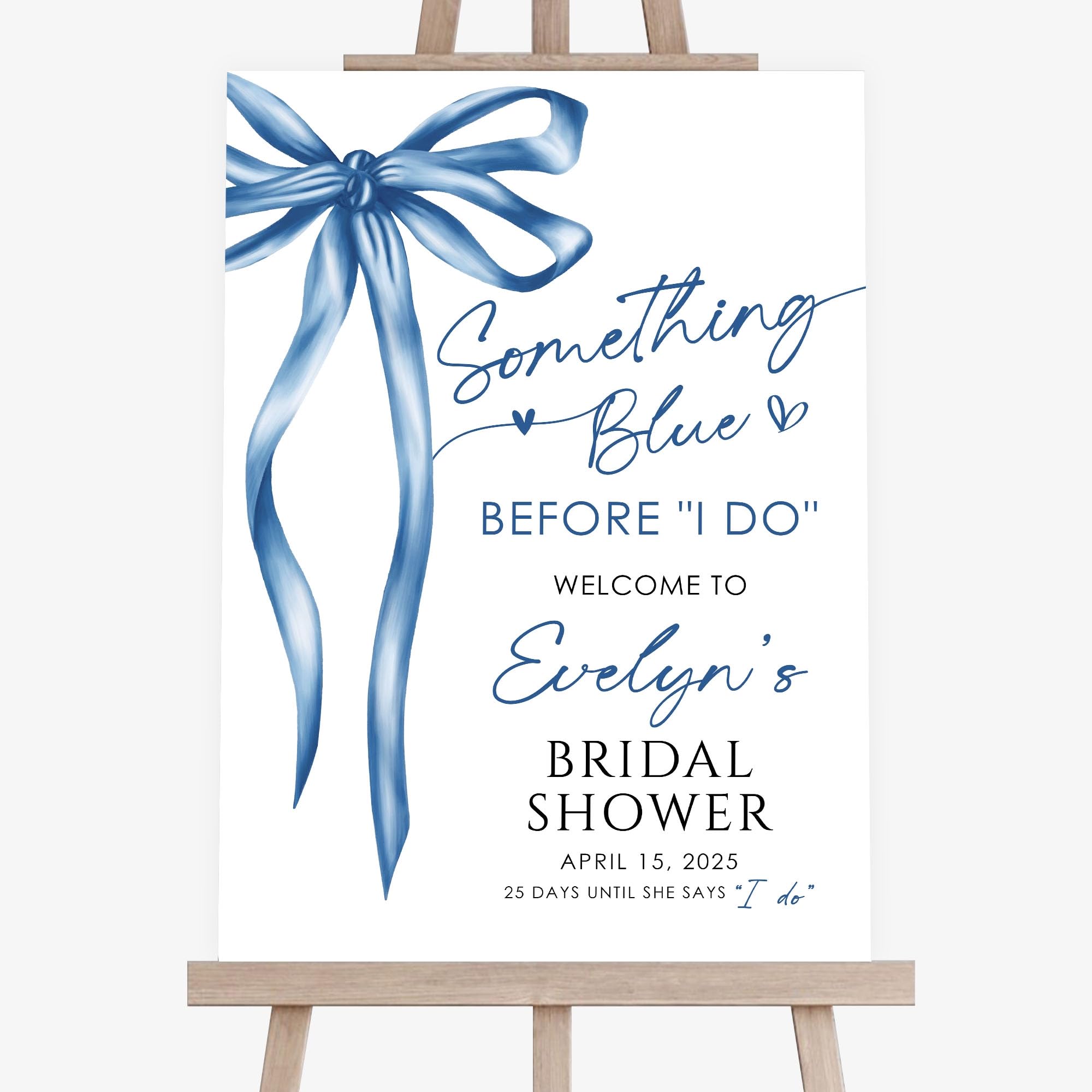 Rubitu Personalized Blue Bow Bridal Sign, Something Blue Before I Do Sign, Wedding Shower Decorations, Bride To Be Gift