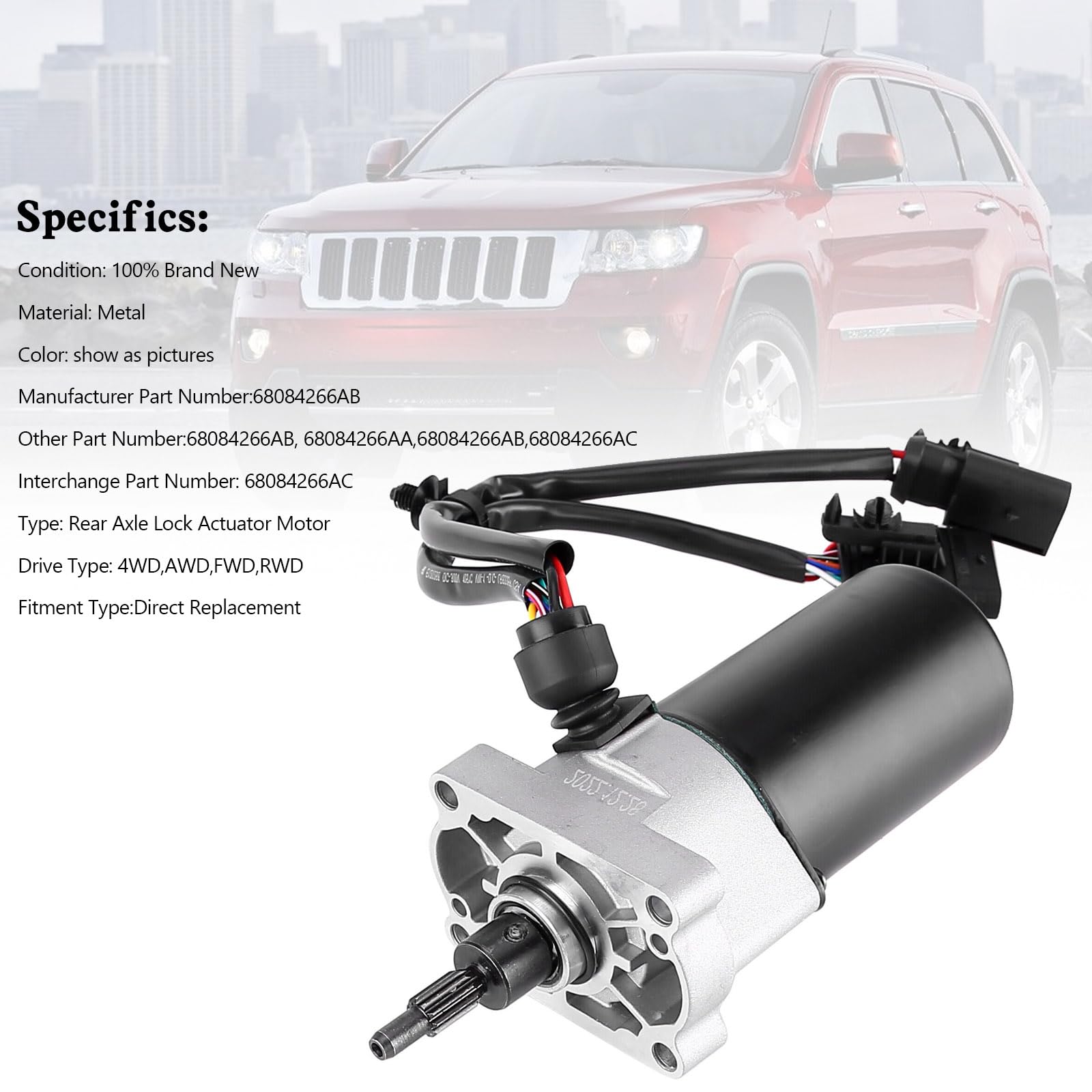 Bruce & Shark Rear Axle Differential Locking Motor para Jeep Grand Cherokee 2011-2016 - 4WD, AWD, FWD, RWD OEM Replacement
