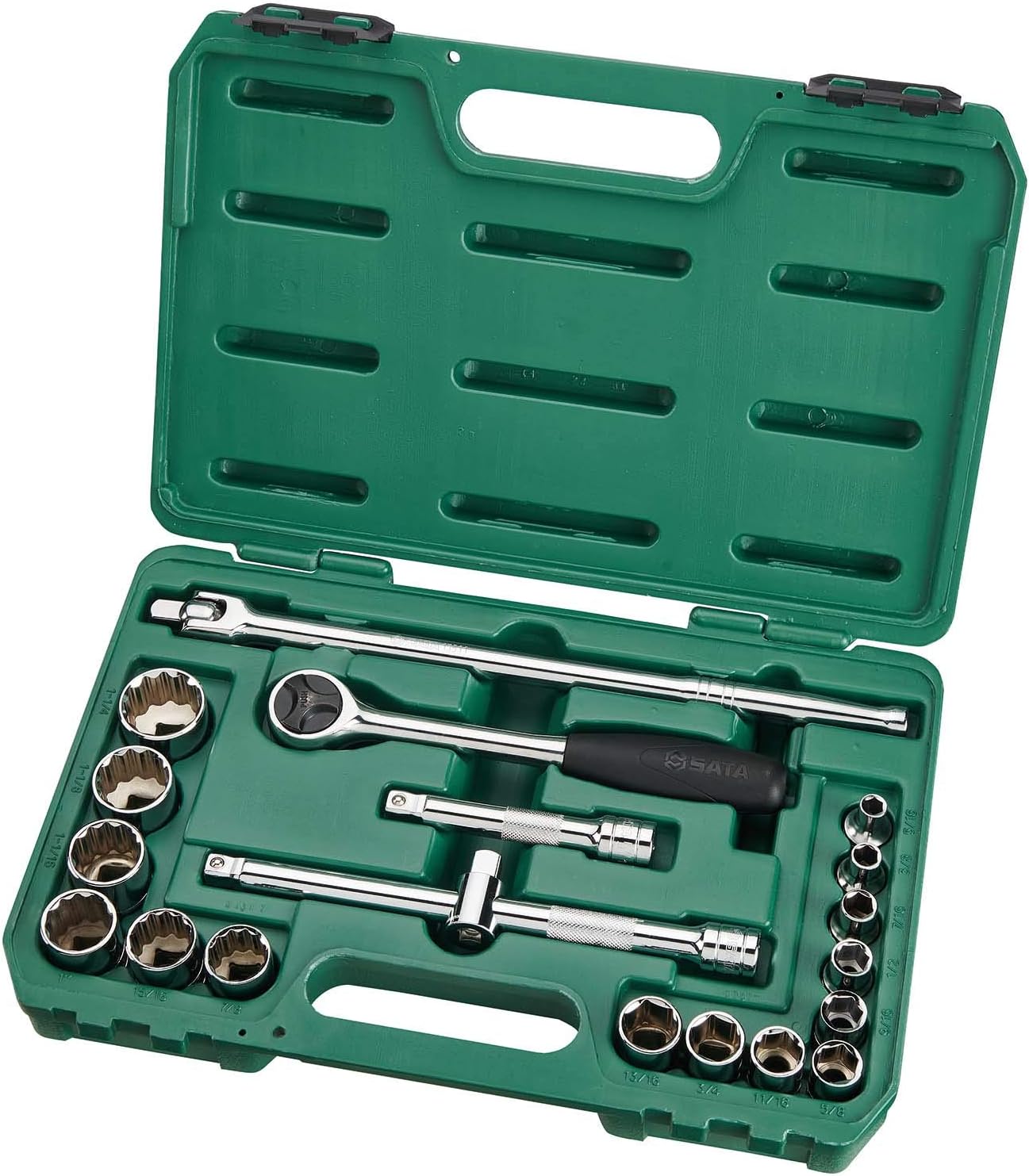 ❤ Crazy Deals SATA 20-Piece 1/2-Inch Drive 6 and 12-Point Socket Set with 60 Tooth Round Head Ratchet, SAE - ST09087SJ Super Cheap 🛒 SATA 20-Piece 1/2-Inch Drive 6 and 12-Point Socket Set with 60 Tooth Round Head Ratchet, SAE - ST09087SJ