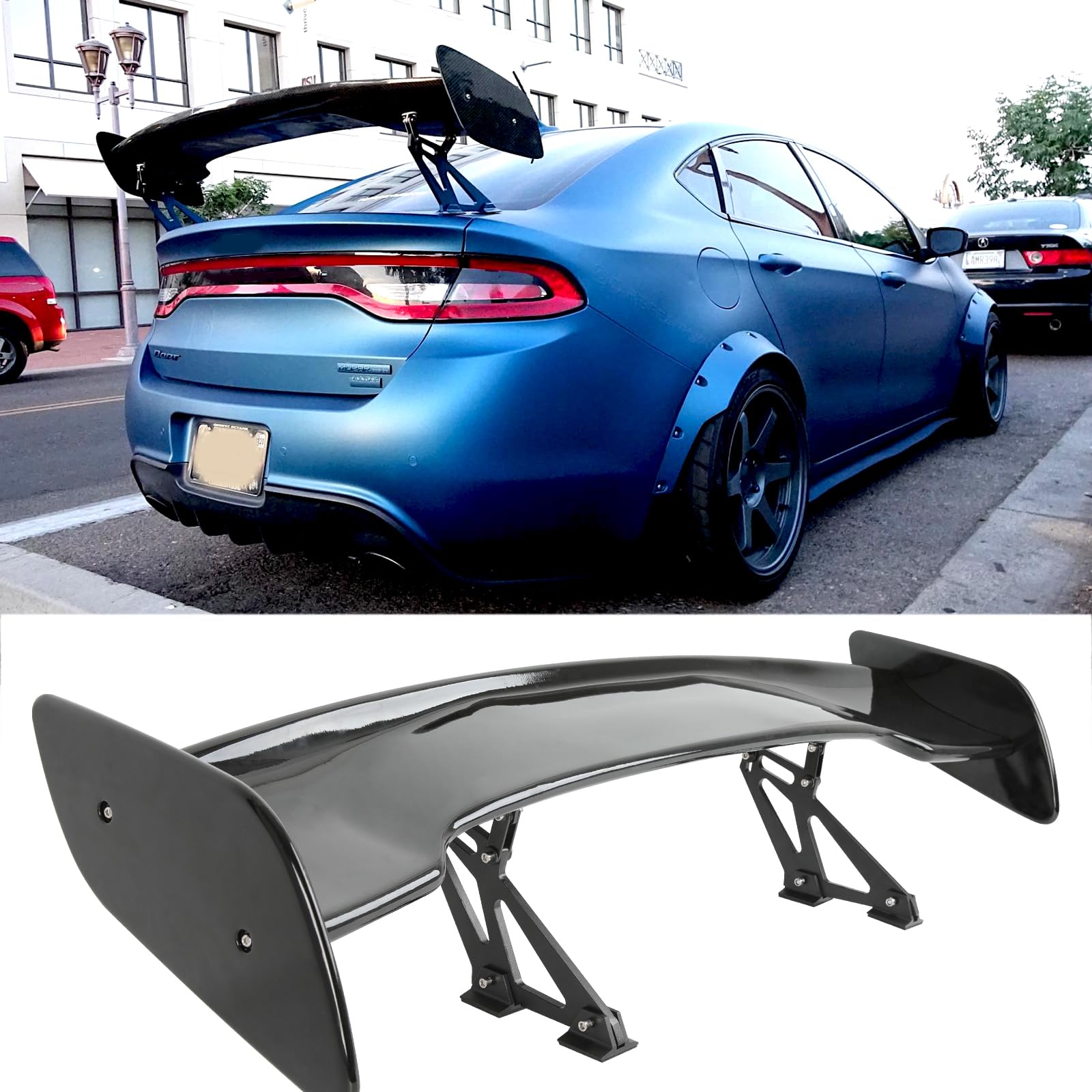 JMTBNO 47 Inch GT Rear Spoiler, Gloss Black Wing Spoiler for car Compatible with Chevy Corvette Camaro Nissan Lexus Ford Mustang Hyundai Elantra Honda Civic Nissan Toyota