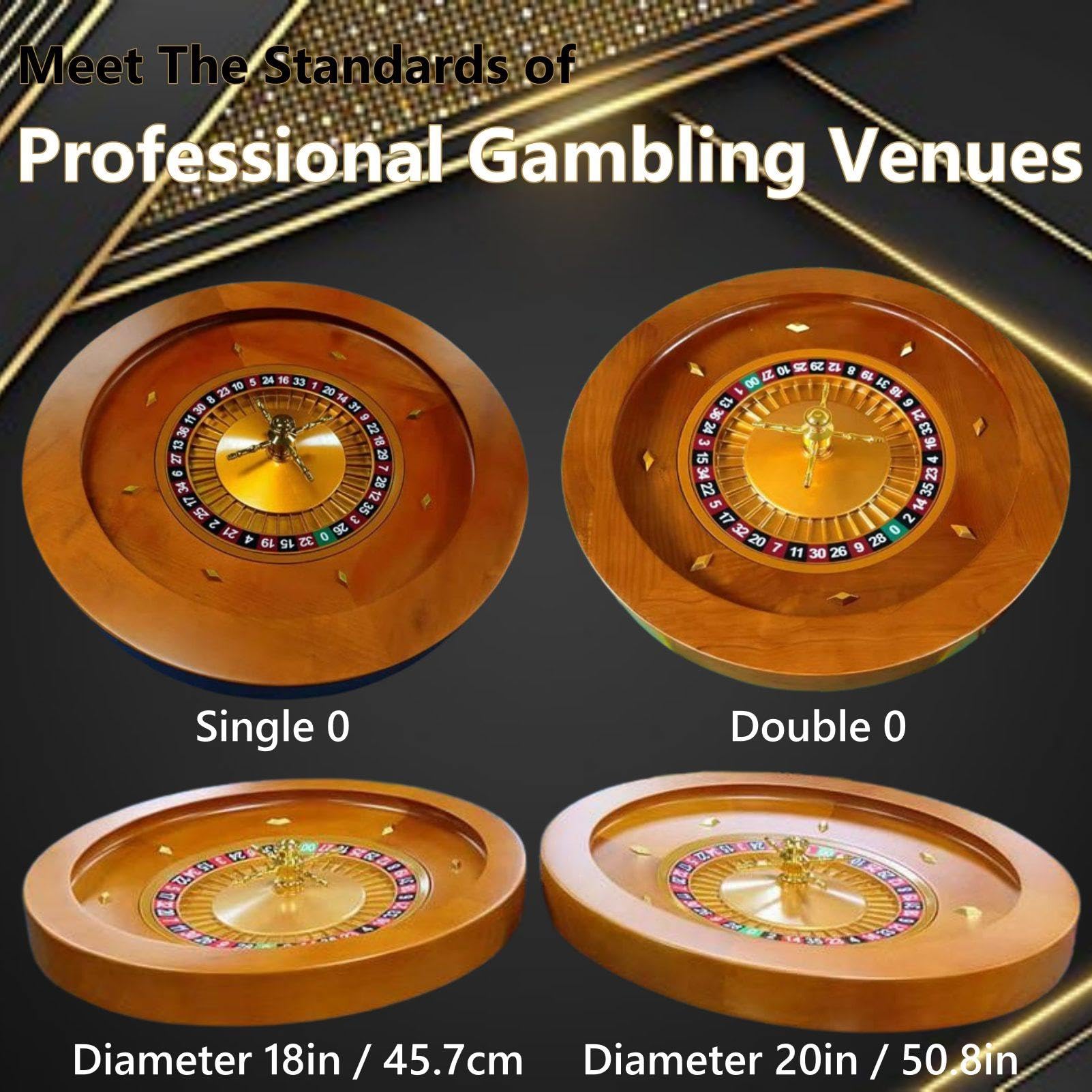 Roulette-Rad, tragbares Casino-Set, Roulette-Rad aus Holz, Drehteller, Präzisionslager in Casino-Qualität, Turm aus verchromtem Messing, sehr sanfte Drehbewegung,Single0-18in