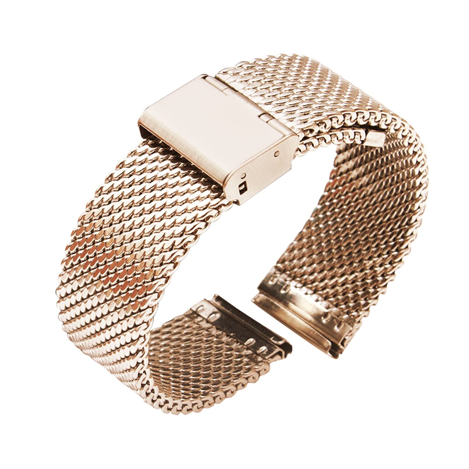Horlogeband 18mm stalen rekband roségoud | Kish.nl