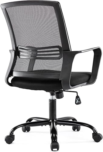Miniatura 4 de SMUG Silla de oficina ergonómica de malla, silla de escritorio para computadora, sillas ejecutivas de oficina en casa con soporte lumbar, Negro